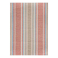 Coral & Green Striped Tapestry Outdoor Accent Rug, 27x45