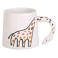White Giraffe Handle Mug, 14oz
