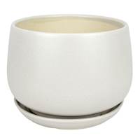 Indoor Neutral Round Planter with Saucer, Medium