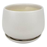 Indoor Neutral Round Planter with Saucer, Small