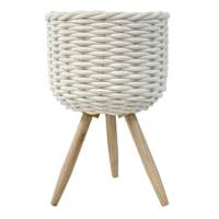 White Cotton Rope Weave Plant Stand, 16"