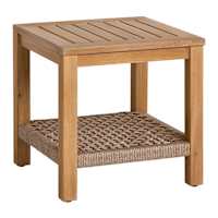 Haven Blonde Acacia Wood & Tan Rope Patio Side Table