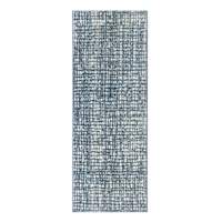 Grayson Knitted Abstract Blue Washable Micropoly W/Gel Latex Back 22X60