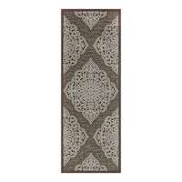 Taupe Medallion Puffback Washable Kitchen Mat, 22x60
