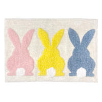 Homespun Easter Three Bunnies Bath Rug, 20x30