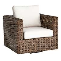 Highland Brown Wicker with Sand Cushions Swivel Patio Armchair