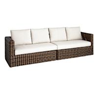 2-Piece Highland Brown Wicker with Sand Cushions Patio Sofa