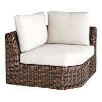 Highland Brown Wicker with Sand Cushions Corner Patio Chair