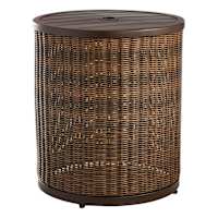 Highland Umbrella Patio Table, Brown Wicker