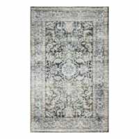 Emerald Green Medallion Washable Chenille Accent Rug with Non-Slip Back, 27x45