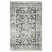 Emerald Green Medallion Washable Chenille Accent Rug with Non-Slip Back, 20x34