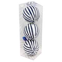 Homespun Patriotic 3-Count Blue Striped Fabric Wrapped Ornament, 80mm