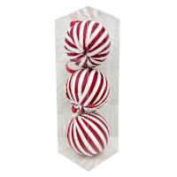 Homespun Patriotic 3-Count Red Striped Fabric Wrapped Ornament, 80mm