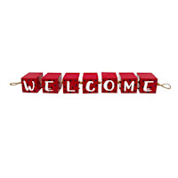 Freedom or Welcome Red Reversible Block Garland