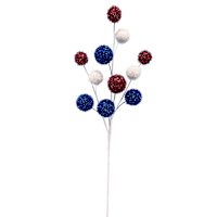 Patriotic Tinsel Balls Stem Pick, 22"
