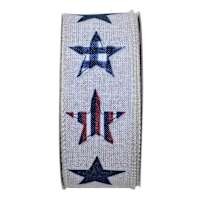 Americana Plaid Stars Wired Ribbon