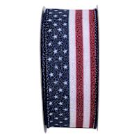 American Flag Striped Wired Ribbon