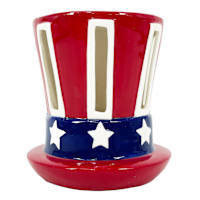 Red Ceramic Uncle Sam Hat, 5.5"