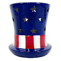 Blue Ceramic Uncle Same Hat, 5.5"