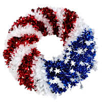 Patriotic Tinsel Wreath, 20"