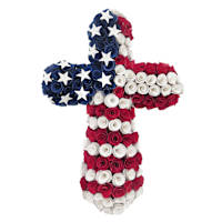 Patriotic Wood Curl Cross Wall Décor, 22"