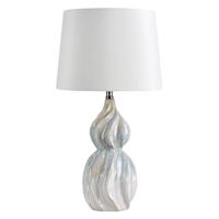 Blue Reactive Glaze Ceramic Medium Table Lamp with Shade, 25"