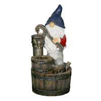 Gnome Lit Outdoor Fountain, 20"