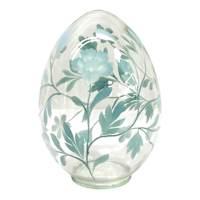 Providence Glass Egg with Blue Painted Flowers, 6"