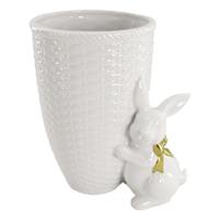 Providence White Ceramic Vase with Bunny, 9"