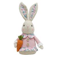 Homespun Easter Pink Fabric Bunny, 9"