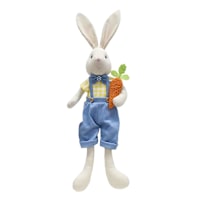 Homespun Easter Denim Fabric Boy Bunny Shelf Sitter, 26"