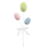 Homespun Easter Pink, Green & Blue Egg Pick, 12"