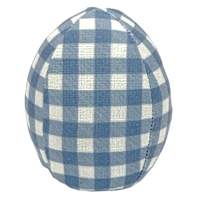 Homespun Easter Blue Plaid Fabric Egg, 4"