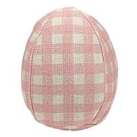 Homespun Easter Pink Plaid Fabric Egg, 4"