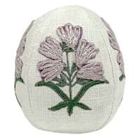 Honeybloom Purple Embroidered Fabric Egg, 4"