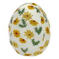 Honeybloom Yellow Floral Embroidered Fabric Egg, 4"