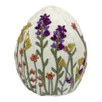 Honeybloom Wildflower Embroidered Fabric Egg, 4"