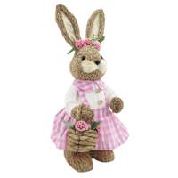 Homespun Easter Sisal Bunny with Basket, 20"