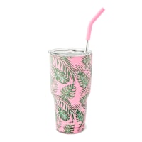 Leaf Print Tumbler with Straw, 32oz