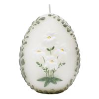 Honeybloom Embossed White Flower Egg Candle, 4"