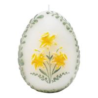 Honeybloom Embossed Yellow Flower Egg Candle, 4"