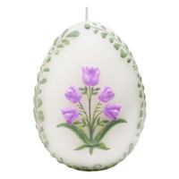 Honeybloom Embossed Purple Flower Egg Candle, 4"