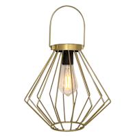 Gold Metal Outdoor Solar Lantern, 12"