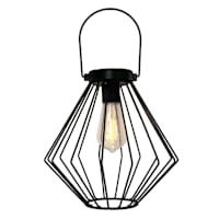 Black Metal Outdoor Solar Lantern, 12"