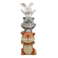 Stacked Campfire Animals Outdoor Garden Statue, 24"