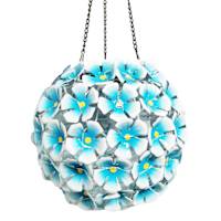 Blue Flower Ball Outdoor Solar Lantern, 9"