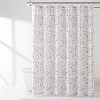 13-Piece Simple Floral Print Shower Curtain Set, 72"