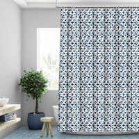 13-Piece Blue Damask Shower Curtain Set, 70x72