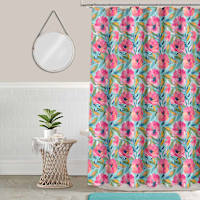 13-Piece Pink Painted Blooms Shower Curtain Set, 70x72
