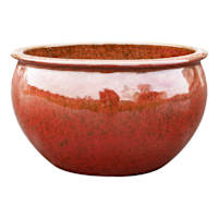 Red Reactive Glaze Outdoor Planter, Medium
